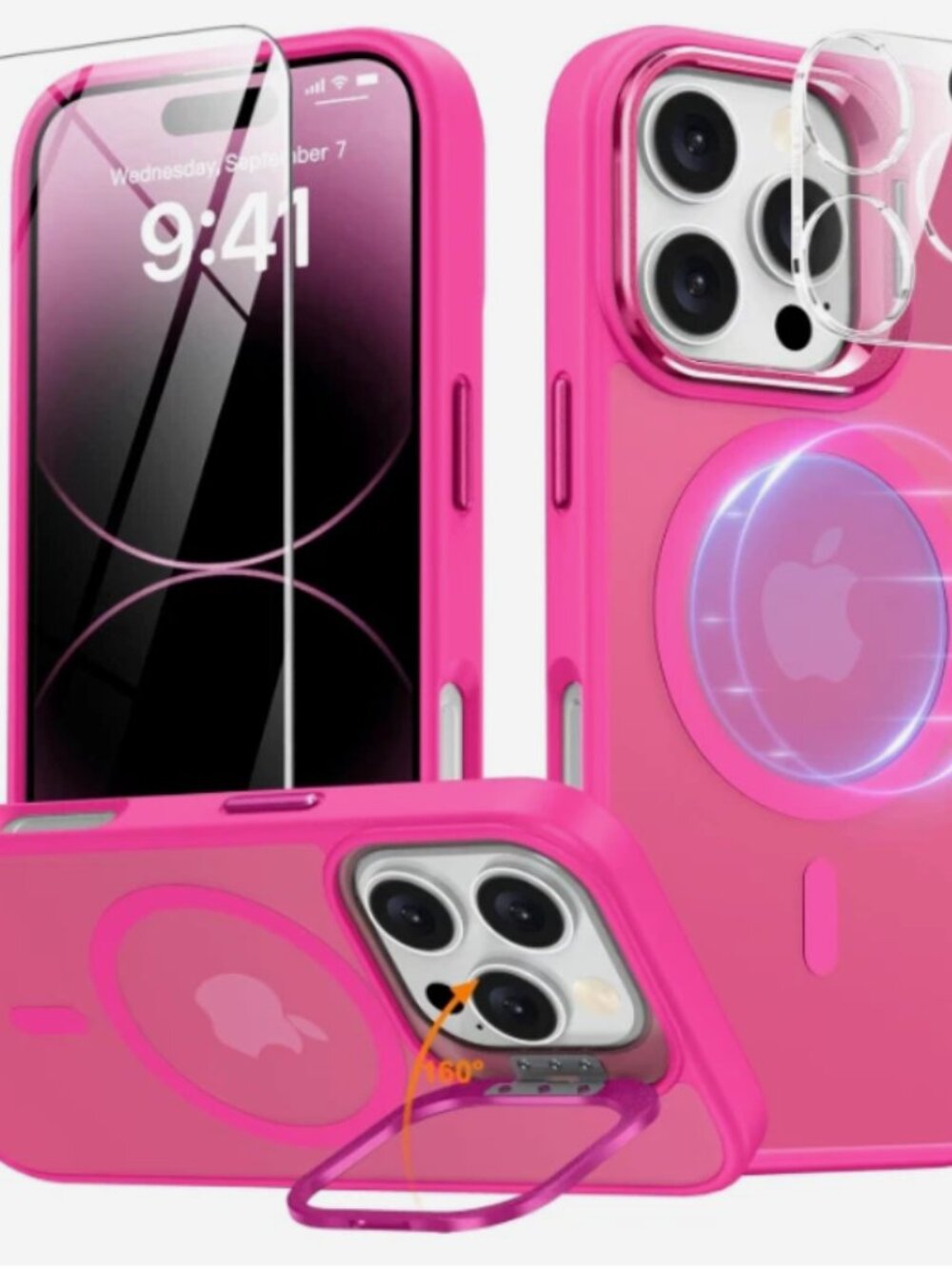 iPhone 16 Pro Max Case with Stand, Screen and Lens Protector Included
